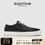 皓頓（HAUT TON）【向佐同款】男鞋頭層牛皮舒適休閑鞋百搭小白鞋真皮一腳蹬板鞋子 黑色 44 適合運動(dòng)鞋45碼