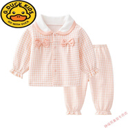 G.duck0-5歲嬰兒秋衣套裝A類(lèi)洋氣分體女寶寶春秋衣服一歲小童春秋裝純棉 粉色千鳥(niǎo)格 80 cm