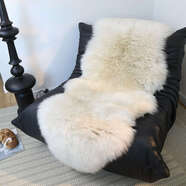 語(yǔ)森憶不規則地毯臥室床邊毯加厚長(cháng)毛高級感整張羊皮羊毛毯 奶油色（澳洲羊毛） 2P（220x70cm兩頭圓）