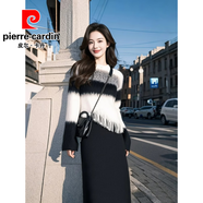 皮爾卡丹（pierre cardin）溫柔系穿搭一整套小香風(fēng)感黑色針織毛衣裙子兩件套裝女秋冬季新款 黑色針織毛衣+半身裙標準版 S [建議80-95斤]