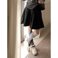 VIPOL【原廠(chǎng)正版】衣?tīng)柹?復古搭配 文藝風(fēng)字百褶裙高腰中裙百搭顯瘦 花灰色 S