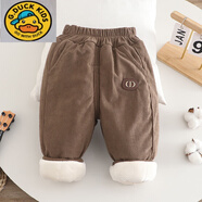 G.duck小黃鴨寶寶加厚棉褲兒童韓版保暖長(cháng)褲一條過(guò)冬男女童三層夾棉外穿 CD棉褲咖色【三層加厚】 80 cm 建議身高70-80cm可開(kāi)檔