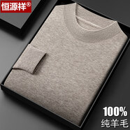 恒源祥羊毛衫男士半高領(lǐng)毛衣春秋薄款針織長(cháng)袖t恤精紡羊絨打底衫 春秋【花米駝】  薄款 M 170【建議120-140斤】