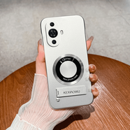 中掌柜適用華為Nova12活力版手機殼新款高級感超薄磁吸無(wú)邊框支架外殼no [高級銀]金屬漆無(wú)邊框磁吸圈折疊支架KWU 華為 Mate 20