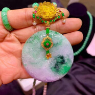 安楓A冰透翡翠平安扣吊墜掛件項鏈毛衣鏈復古元素上身休閑大氣上檔次