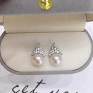 5A級天然淡水珍珠耳釘女冰雪女王款珍珠耳釘18K包金耳環(huán)保色批發(fā) 銀色