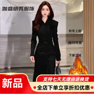 美安嘉秋冬新款加絨加厚高端精致氣質(zhì)小香風(fēng)感外穿收腰打底裙女 黑色 XL 120-130斤