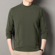 南極人（Nanjiren）德絨親膚衛衣男圓領(lǐng)春秋新款中年休閑帥氣寬松上衣打底衫爸爸裝 軍綠色 M 48【90-105斤】