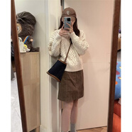 第喜武日系復古粗線(xiàn)麻花套頭毛衣女秋冬季寬松慵懶感內搭打底針織衫 米白色版 S