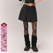 CHUU豎條紋半身裙女士2025年冬季新品辣妹時(shí)尚百搭a字百褶短裙子 黑白條紋 S