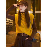 小紅書(shū)爆款韓系無(wú)袖背心馬甲針織衫長(cháng)袖女款05新款巨好看的早秋一 黃色馬甲 均碼 M(建議100110