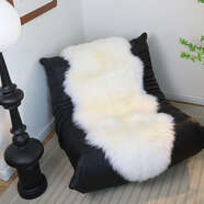 語(yǔ)森憶不規則地毯臥室床邊毯加厚長(cháng)毛高級感整張羊皮羊毛毯 白色（澳洲羊毛） 2P（220x70cm兩頭圓）