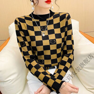 知溫天鵝絨高領(lǐng)打底衫毛衣女2026年秋冬女士洋氣內搭針織衫上衣女 方格笑臉半高領(lǐng) S 建議85-100斤