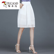 啄木鳥(niǎo)（TUCANO）花苞裙網(wǎng)紗半身裙女春秋短裙夏高腰百褶裙燈籠裙打底裙子2026新款 白色 (歐根紗)8834 L