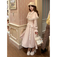 小紅書(shū)森女系想去海邊 朦朦粉海 秋冬清楚系毛呢外套加厚 粉色連衣裙秋冬毛呢大衣面料 L 加厚保暖顯瘦