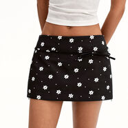 PUKI多穿法覆古花朵波點(diǎn)低腰包臀短裙半身mini裙褲 黑色 S S現貨