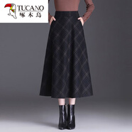 啄木鳥(niǎo)（TUCANO）格紋半身裙女秋冬新款a字裙顯瘦媽媽裙子中長(cháng)大擺裙 21#格紋 【裙長(cháng)80】 XL 【115-130斤】