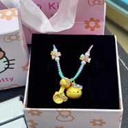 DR-FLVVS凱蒂貓皇冠吊墜項鏈金黃HelloKitty鈴鐺貓女甜美KT貓宮 KT貓勺一套(加厚版)【約1g】  (精美編繩)