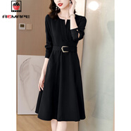 AEMAPE高端精致連衣裙春夏季2026新款女裝高級感打底裙子女士氣質(zhì)A字裙 黑色 2XL