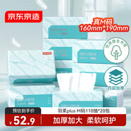 京東京造 羽柔plus抽紙M碼4層110抽20包加大加厚紙巾衛生紙餐巾紙