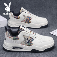 花花公子男鞋2025秋冬季新款男士透氣高幫休閑鞋子男款運動(dòng)增高板鞋靴男 白蘭【主圖款】 PLHH101 42