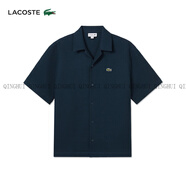 鱷魚(yú)（LACOSTE）法國鱷魚(yú)男裝25夏季新款休閑舒適華夫格短袖襯衫|CH9924 C7Z_灰藍色 L 42