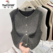 啄木鳥(niǎo)（TUCANO）時(shí)髦女2025冬季新款針織馬甲背心疊穿外搭秋上衣毛衣坎肩開(kāi)衫 灰色 2XL