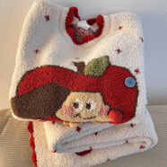 TPNY新年可愛(ài)蘋(píng)果小狗半邊絨睡衣女2026年新加絨加厚針織家居服套裝女 圖色 S