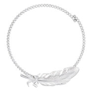 尤目x SHUSHUTONG 素羽毛鉆石項圈項鏈choker新年生日禮物 銀色-