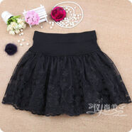 韓版蕾絲短裙松緊腰打底裙春秋大尺碼歐根紗蓬蓬裙冬裙女裝半身裙 黑色D款防走光短褲 均碼 M11碼適合腰圍1尺9到2尺1