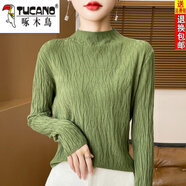 啄木鳥(niǎo)（TUCANO）半高領(lǐng)羊毛衫女內搭修身針織打底衫女2025冬季新款羊絨衫毛衣女 柳綠色 M 100-110