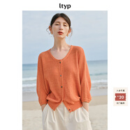 旅途原品ltyp 百搭防曬針織衫 冬季寬松慵懶長(cháng)Tx恤/蝙蝠袖開(kāi)衫女 防曬外套-珊瑚橘 M