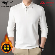 七匹狼夾克專(zhuān)家男士加絨加厚長(cháng)袖t恤中年翻領(lǐng)休閑保暖寬松打底衫男長(cháng)袖T恤 白色 M 165【100-120斤】