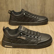 鴻星品牌秋季休閑百搭舒適平底假拉鏈款小白鞋無(wú)系帶舒適懶人潮流板鞋 L-U23黑色紅星鴻星爾克 39