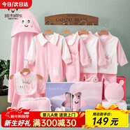 班杰威爾（Banjvall）嬰兒衣服秋冬季新生兒衣服純棉剛出生寶寶衣服滿(mǎn)月送禮禮盒套裝 四季小錦鯉粉色 59cm (0-4個(gè)月)新生禮