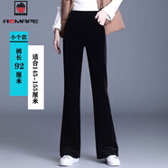AEMAPE金絲絨顯瘦喇叭褲女秋冬2025新款高腰加絨加厚休閑褲女百搭褲子 黑色  九分 小個(gè)子款 2XL 125-135斤