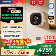 大宇（DAEWOO）超薄迷你壁掛式洗衣機1.2KG全自動(dòng)滾筒家用小型內衣褲洗烘一體洗衣機小壁虎 超薄迷你 洗烘一體 DY-BGX12H喬戈里白