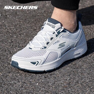 斯凱奇（Skechers）男鞋夏季2025新款軟底網(wǎng)面鞋輕便透氣跑步鞋減震休閑鞋運(yùn)動(dòng)鞋男 白色/海軍藍(lán)-WNV /建議拍大半碼 43.5
