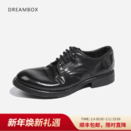 dreambox鈞博皮鞋男商務(wù)正裝意大利馬臀皮復古手工沿條縫線(xiàn)男鞋 黑色 43