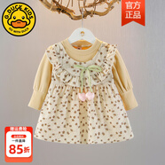 G.duck2025新款春秋季嬰兒碎花連衣裙洋氣秋裝1-4歲女寶寶純棉公主裙子 卡其色HQ003 73 身高66-73cm  建議14-18斤