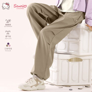 Hello Kitty女童褲子春秋裝兒童運動(dòng)工裝褲休閑洋氣傘兵褲闊腿Z1287卡其160