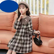 迪弟.尼  HEYDIDY女童秋冬款連衣裙新款女寶格子長(cháng)袖超仙裙中大童洋氣時(shí)尚 秋冬款內加絨格子連衣裙 120