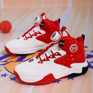 里奇.喬丹   RICKY JORDAN秋冬季新款防滑耐磨男童實(shí)戰訓練兒童籃球鞋減震軟底高幫運動(dòng)鞋  SKU_C2308白紅旋轉扣 34