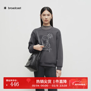 播商場(chǎng)同款灰色無(wú)帽衛衣女寬松圓領(lǐng)上衣女BDS1VD1569 G10遠山 M