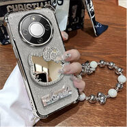 葉余華為榮耀X70手機殼MTN-AN00全包軟殼x7O電鍍硅膠HONORx70鑲鉆浮雕 榮耀X70 升級氣囊【云翱銀】kT貓鏡