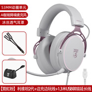 賓果（Bingle）利維坦2頭戴式耳機游戲電競專(zhuān)用難言同款調音TypeC口降噪耳麥 【霓虹粉】利維坦2代(TC版)+邊充邊玩線(xiàn)+1.3米USB延長(cháng)