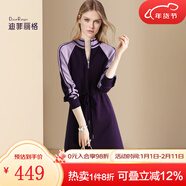 迪菲麗格歐美復古運動(dòng)風(fēng)針織連衣裙女2025春季新款通勤百搭毛衣裙 圖片色 S