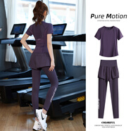 百思絨羽毛球訓練健身跑步套裝女短袖晨跑服專(zhuān)業(yè)跳繩跳高防走光瑜伽服