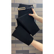 歐洲站2025年春秋新款高腰彈力修身顯瘦時(shí)裝褲簡(jiǎn)約百搭休閑小腳褲 黑色709 M M85-100斤左右