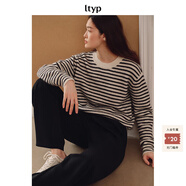 旅途原品【明星同款】浣熊絨毛衣女2025新款條紋羊毛經(jīng)典休閑百搭寬松上衣 白底黑條-浣熊絨羊毛 M